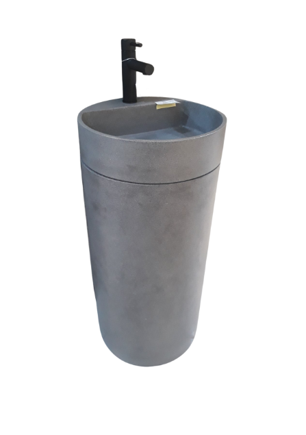 Calyx Cast Basin Freestanding Cascade Graphite