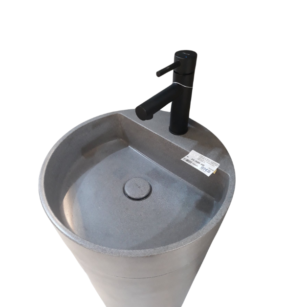 Calyx Cast Basin Freestanding Cascade Graphite