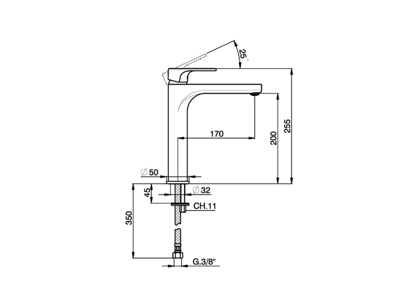 CISAL A3000354540 Alma Series Washbasin Mixer Tall  Matte Black