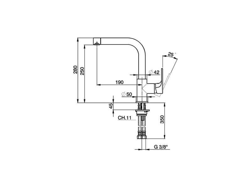 CISAL A300353521 Alma Series Kitchen Faucet Single Lever Mixer Chrome