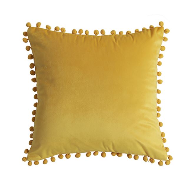 Pom Throw Pillow Cover 45x45 - Yellow