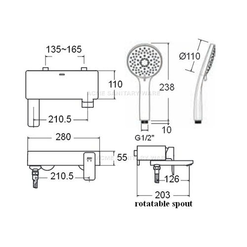 American Standard ACACIA E BATHMIXER 1311 Exposed